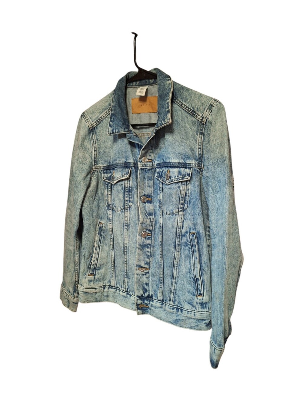 H&M Denim Classic Trucker Style Jean Jacket Ladies medium 8 100% cotton Blue